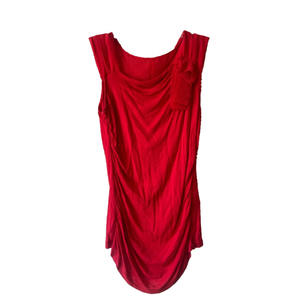 new york and company Red Sleeveless draped top y2k